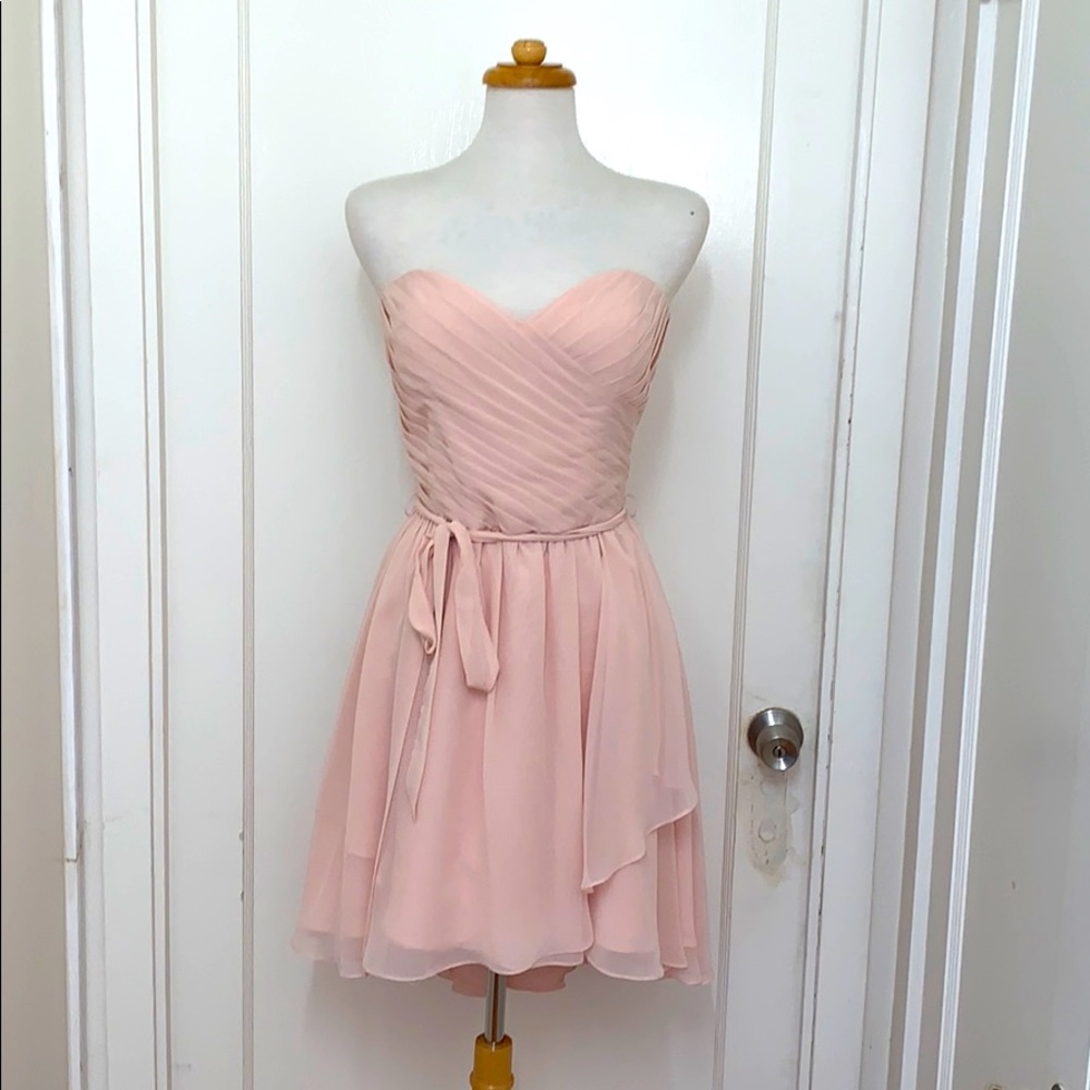 Baby pink strapless dress